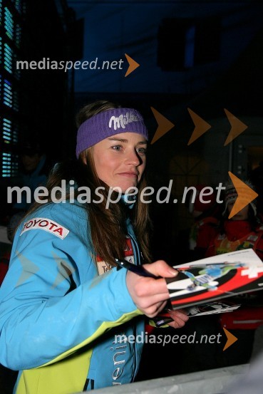 Tina Maze, smučarka in zmagovalka veleslaloma za 45. Zlato lisicoZlata Lisica, podelitev nagrad za veleslalom in žrebanje startnih številk za slalom