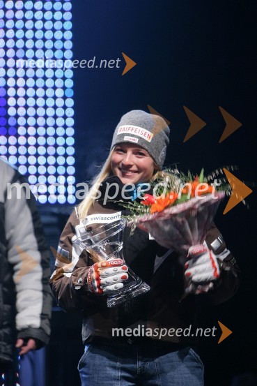 Lara Gut, smučarka (Švica)Zlata Lisica, podelitev nagrad za veleslalom in žrebanje startnih številk za slalom