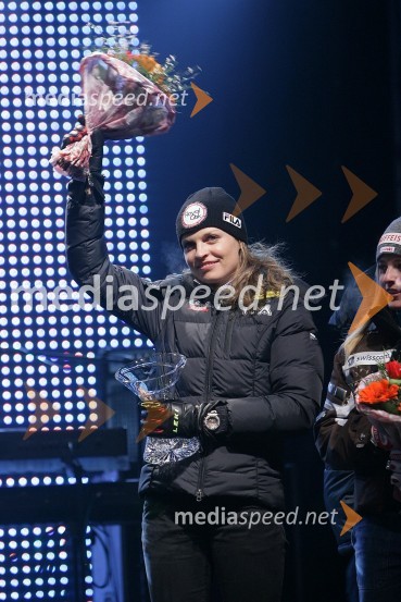 Manuela Mölgg, smučarka (Italija)Zlata Lisica, podelitev nagrad za veleslalom in žrebanje startnih številk za slalom