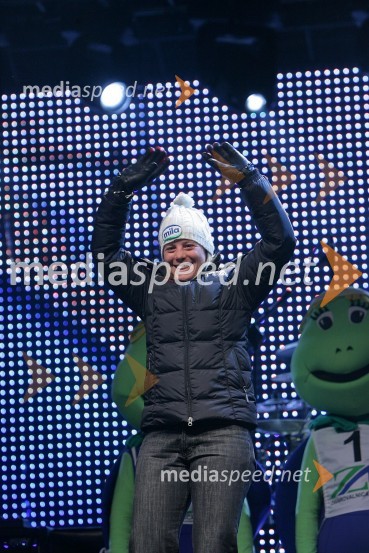 Denise Karbon, smučarka (Italija)Zlata Lisica, podelitev nagrad za veleslalom in žrebanje startnih številk za slalom