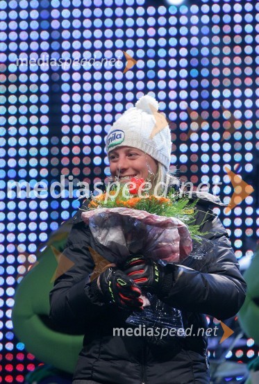 Denise Karbon, smučarka (Italija)Zlata Lisica, podelitev nagrad za veleslalom in žrebanje startnih številk za slalom