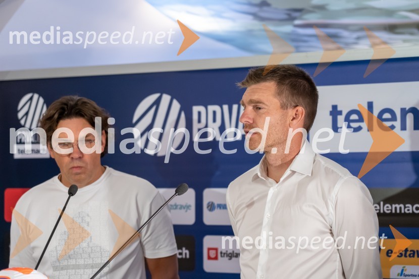  Roman Pylypchuk, strateg, NK Celje;  Simon Rožman, trener, NK DomžaleNovinarska konferenca prve nogometne lige