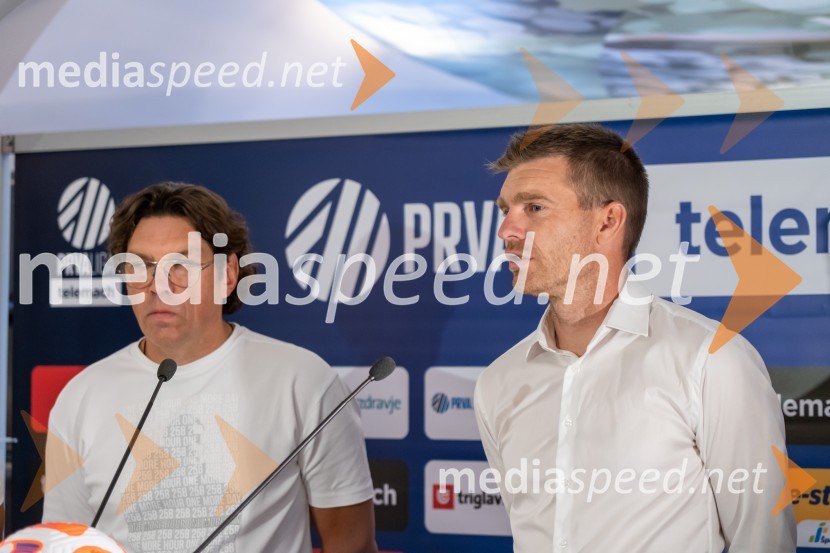  Roman Pylypchuk, strateg, NK Celje;  Simon Rožman, trener, NK DomžaleNovinarska konferenca prve nogometne lige