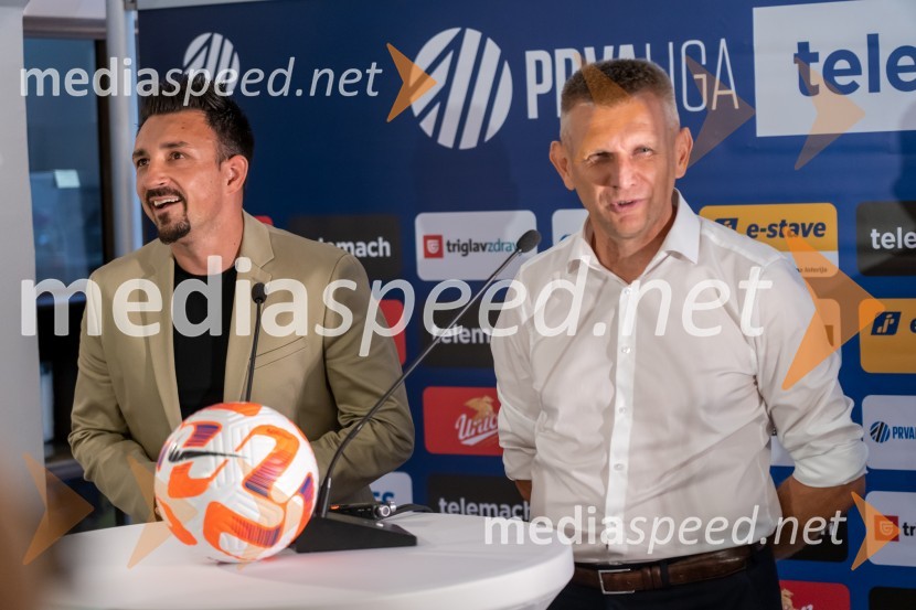  Nermin Bašić, trener NK Radomlje;  Radovan Karanović, trener NK MariborNovinarska konferenca prve nogometne lige