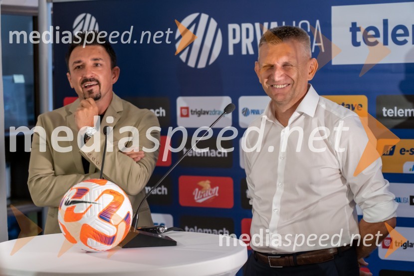  Nermin Bašić, trener NK Radomlje;  Radovan Karanović, trener NK MariborNovinarska konferenca prve nogometne lige