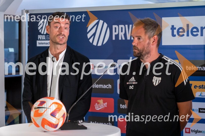  Albert Riera, trener NK Olimpija;  Damir  Čontala, nogometni trener, NŠ MuraNovinarska konferenca prve nogometne lige