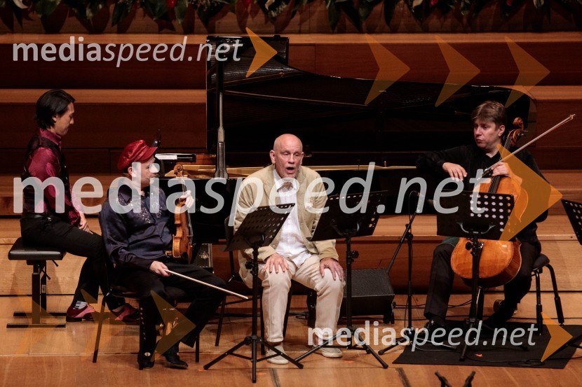  Hyung-ki Joo, pianist;  Aleksey Igudesman, violinist;  John Malkovich, igralec;  Thomas Carroll, violončeloGlasbeni kritik John Malkovich, Festival Ljubljana 2022