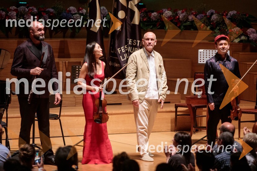  Massimo Mercelli, flavtist;  Kim So-Ock, violinistka;  John Malkovich, igralec;  Aleksey Igudesman, violinistGlasbeni kritik John Malkovich, Festival Ljubljana 2022