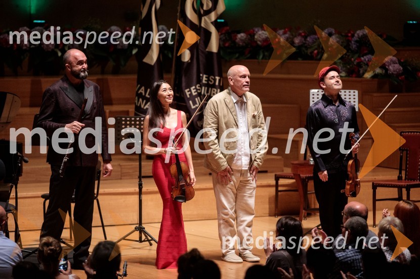  Massimo Mercelli, flavtist;  Kim So-Ock, violinistka;  John Malkovich, igralec;  Aleksey Igudesman, violinistGlasbeni kritik John Malkovich, Festival Ljubljana 2022