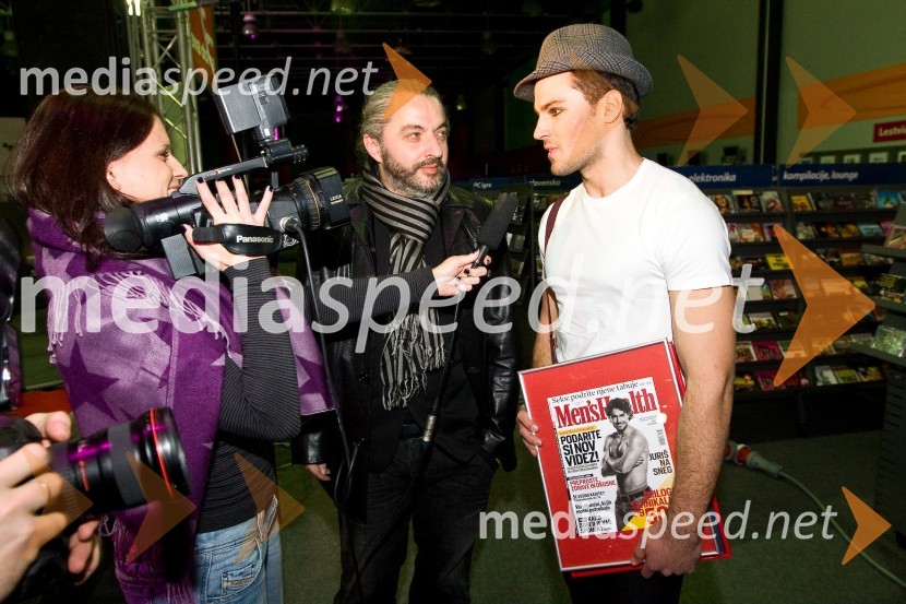 Manja Plešnar, novinarka TV Slovenije, Milan Gačanovič, stilist in David Urankar, Men's Healthov model za naslovko 2009 in Remingtonov obraz leta 2009Men's Healthov izbor modela za naslovnico 2009