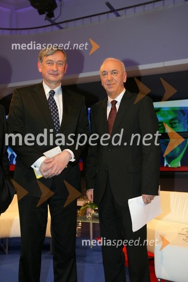 Dr. Danilo Türk, predsednik Republike Slovenije in Janez Ujčič, generalni direktor RTS in mestni svetnik MOMPredsednik malo drugače, snemanje oddaje na RTS