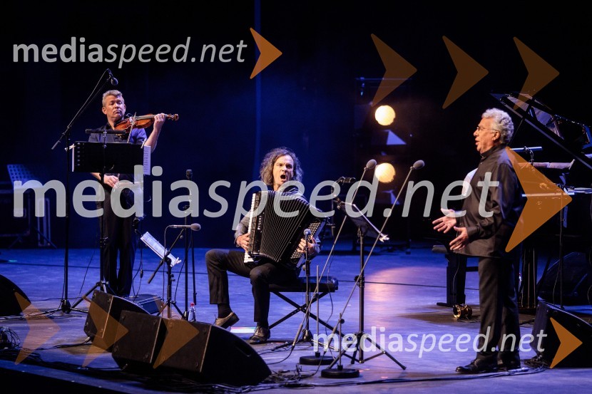  Benjamin Ziervogel, violinist;  Marko Hatlak, glasbenik;  Marcos Fink, operni pevec100 let Astorja Piazzolle, MARKO HATLAK & FUNtango, Festival Ljubljana