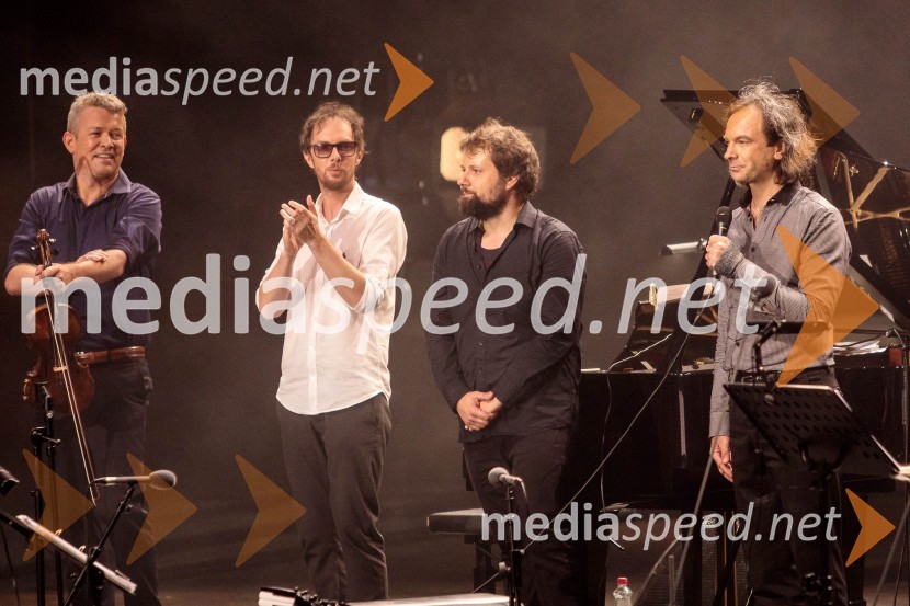  Benjamin Ziervogel, violinist;  Marko Črnčec, klaviaturist;  Luka Herman Gaiser, kontrabas;  Marko Hatlak, glasbenik100 let Astorja Piazzolle, MARKO HATLAK & FUNtango, Festival Ljubljana