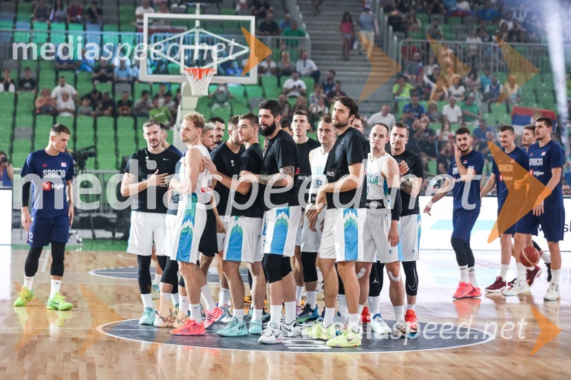 Pripravljalna košarkarska tekma Slovenija - Srbija