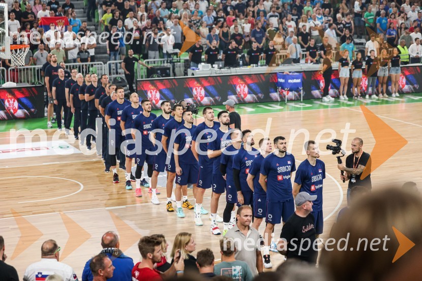 Pripravljalna košarkarska tekma Slovenija - Srbija