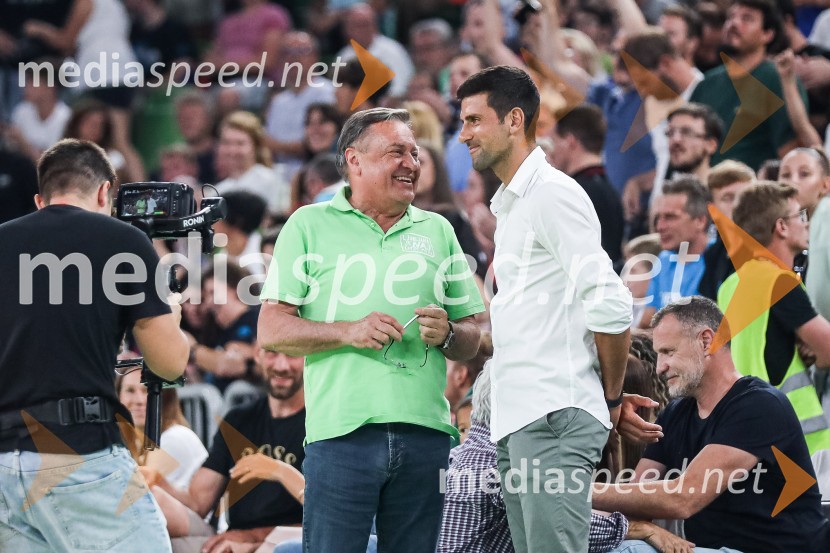  Zoran Janković, župan, Mestna občina Ljubljana;  Novak Djoković, tenisačPripravljalna košarkarska tekma Slovenija - Srbija