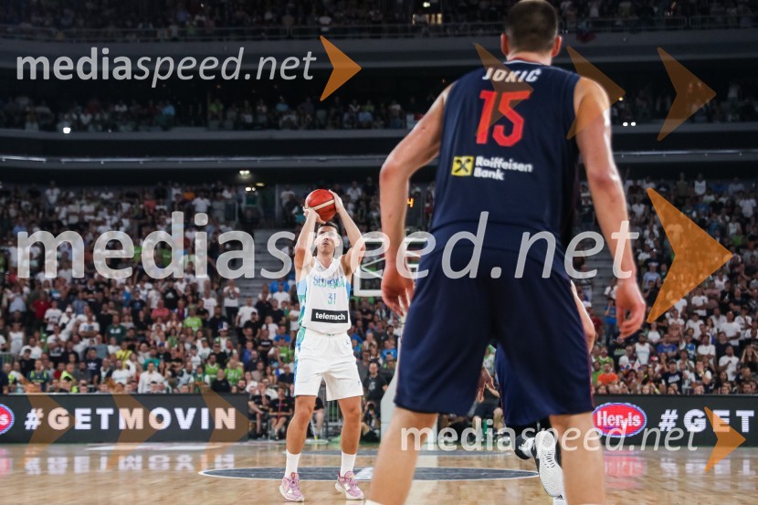 Pripravljalna košarkarska tekma Slovenija - Srbija