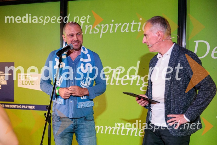  Blaž Brodnjak, predsednik uprave NLB;  Igor Evgen Bergant, novinar in TV voditeljSvetovno prvenstvo v odbojki 2022, Slovenija - Francija