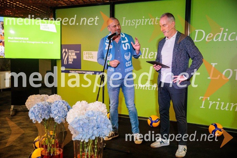  Blaž Brodnjak, predsednik uprave NLB;  Igor Evgen Bergant, novinar in TV voditeljSvetovno prvenstvo v odbojki 2022, Slovenija - Francija