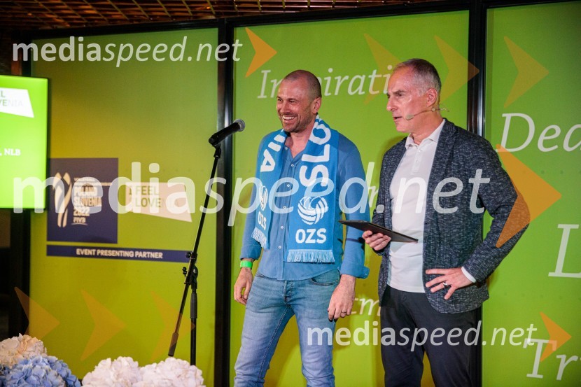  Blaž Brodnjak, predsednik uprave NLB;  Igor Evgen Bergant, novinar in TV voditeljSvetovno prvenstvo v odbojki 2022, Slovenija - Francija