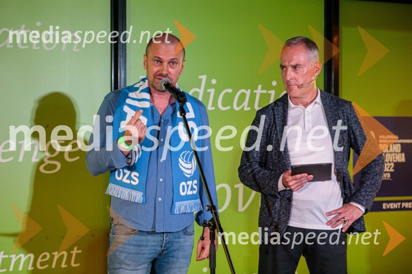  Blaž Brodnjak, predsednik uprave NLB;  Igor Evgen Bergant, novinar in TV voditeljSvetovno prvenstvo v odbojki 2022, Slovenija - Francija