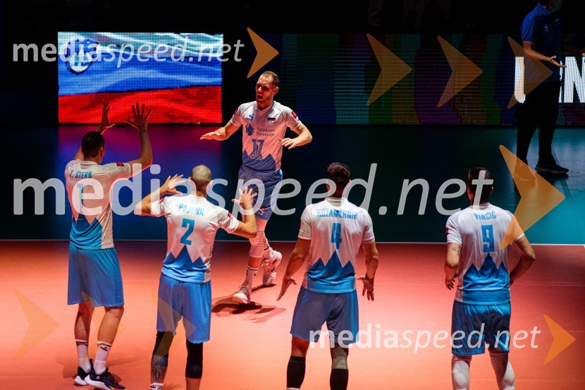  Tonček  Štern, odbojkar;  Alen  Pajenk  , odbojkar;  Tine  Urnaut, kapetan slovenske odbojkarske reprezentance;  Jan  Kozamernik, odbojkar;  Dejan  Vinčić, odbojkarSvetovno prvenstvo v odbojki 2022, Slovenija - Francija