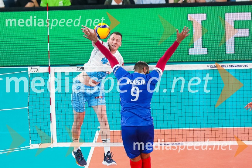  Tonček  Štern, odbojkar;  Earvin N'Gapeth, odbojkarSvetovno prvenstvo v odbojki 2022, Slovenija - Francija