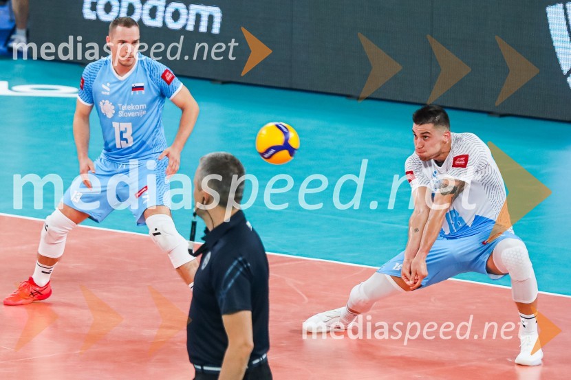  Jani Kovačič, odbojkar;  Klemen Čebulj, odbojkarSvetovno prvenstvo v odbojki 2022, Slovenija - Francija