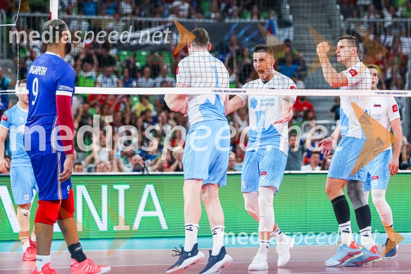  Earvin N'Gapeth, odbojkar;  Tonček  Štern, odbojkar;  Klemen Čebulj, odbojkar;  Jan  Kozamernik, odbojkarSvetovno prvenstvo v odbojki 2022, Slovenija - Francija