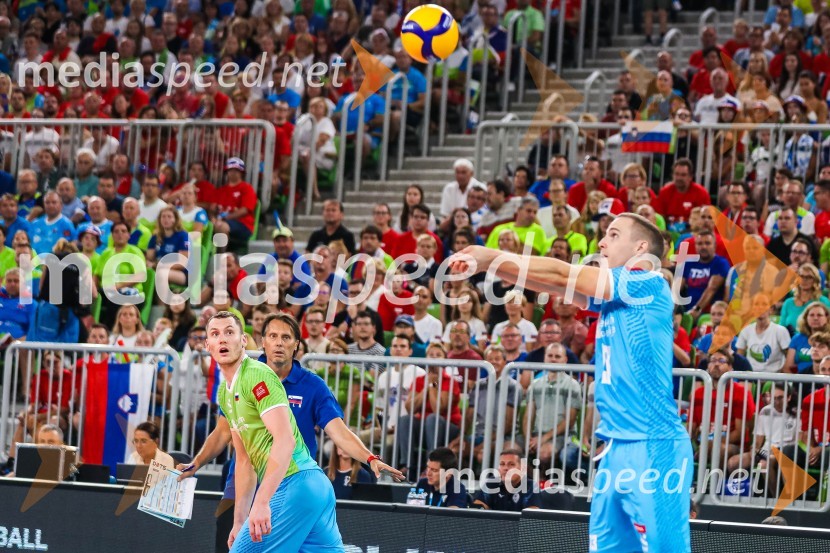  Tonček  Štern, odbojkar;  Gheorghe Crețu, trener odbojkarske reprezentance Slovenije;  Jani Kovačič, odbojkarSlovenci na krilih polne dvorane Stožice  ekspresno odpravili Nemce in se uvrstili v osmino finala