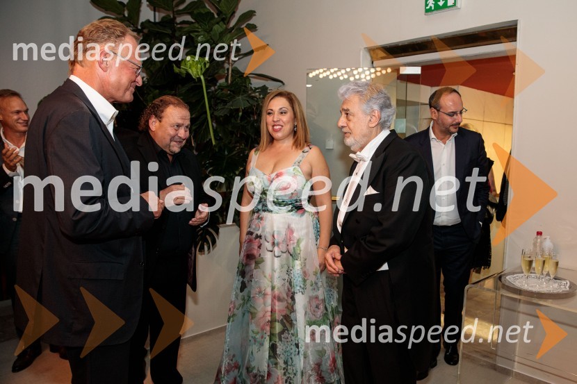  Janez  Škrabec, direktor Riko d.o.o.;  Darko  Brlek, direktor in umetniški vodja, Festival Ljubljana;  María José Siri, sopran;  Plácido Domingo, tenorist;  ... Noche española, koncert Plácida Dominga, Festival Ljubljana 2022