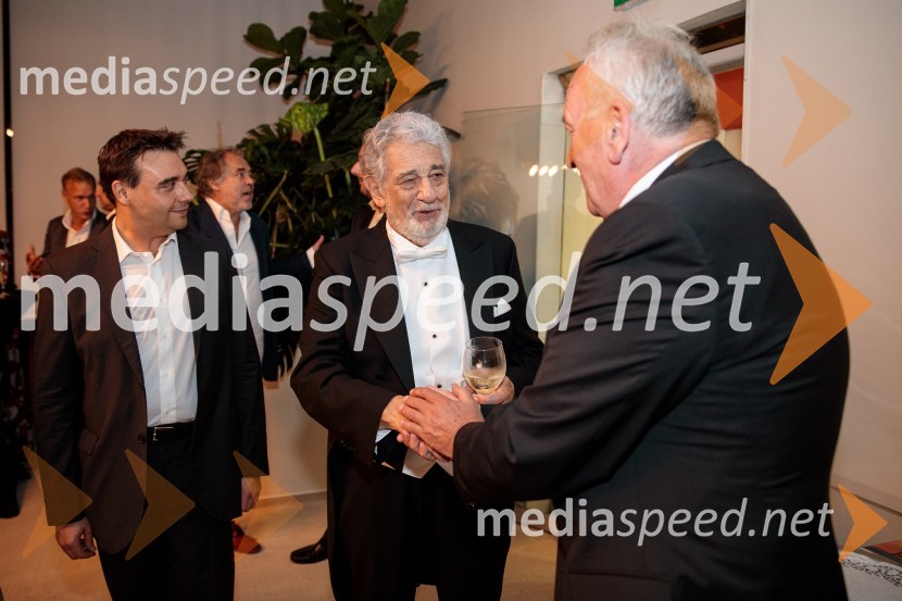  Jordi Bernácer, dirigent;  Plácido Domingo, tenorist;  ... Noche española, koncert Plácida Dominga, Festival Ljubljana 2022