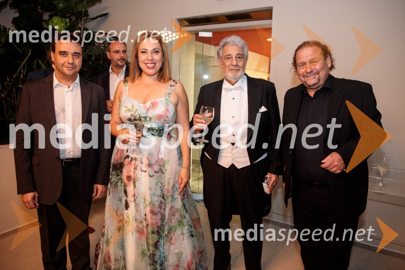  Jordi Bernácer, dirigent;  María José Siri, sopran;  Plácido Domingo, tenorist;  Darko  Brlek, direktor in umetniški vodja, Festival LjubljanaNoche española, koncert Plácida Dominga, Festival Ljubljana 2022