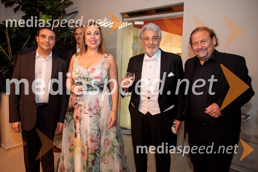  Jordi Bernácer, dirigent;  María José Siri, sopran;  Plácido Domingo, tenorist;  Darko  Brlek, direktor in umetniški vodja, Festival LjubljanaNoche española, koncert Plácida Dominga, Festival Ljubljana 2022
