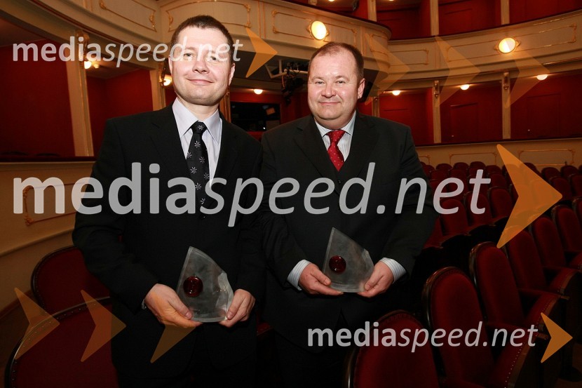 Mag. Igor Marinič, namestnik direktorja Pošte Slovenije in Aleš Hauc, generalni direktor Pošte Slovenije in Naj Direktor po izboru novinarjevNaj Mariborčan 2008