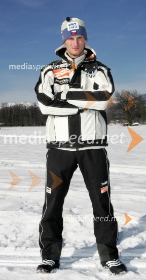 Jakub Janda, češki smučarski skakalecJakub Janda, smučarski skakalec na treningu v Lescah