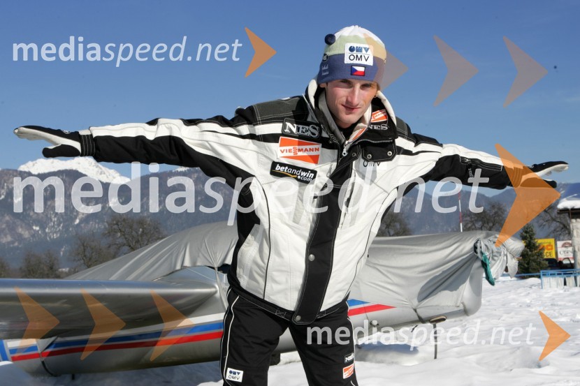 Jakub Janda, češki smučarski skakalecJakub Janda, smučarski skakalec na treningu v Lescah