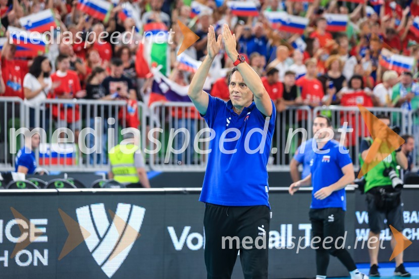  Gheorghe Crețu, trener odbojkarske reprezentance SlovenijeSlovenci v četrtfinalu svetovnega prvenstva v odbojki 2022