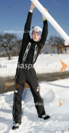 Jakub Janda, češki smučarski skakalecJakub Janda, smučarski skakalec na treningu v Lescah