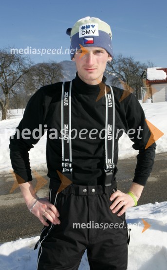 Jakub Janda, češki smučarski skakalecJakub Janda, smučarski skakalec na treningu v Lescah