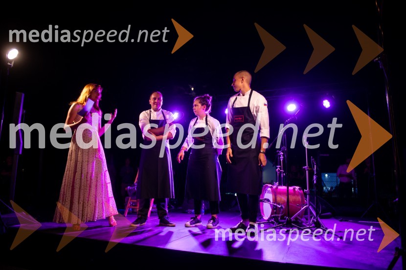  Mojca Mavec, voditeljica;  Sebastjan Plevčak, kuhar;  Nives Kovačič;  ... Žametna večerja tokrat prvič v Mariboru