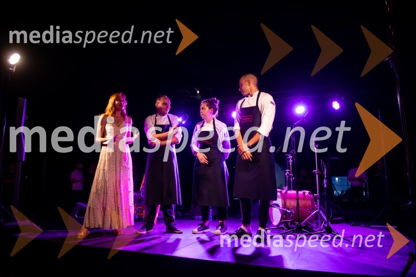  Mojca Mavec, voditeljica;  Sebastjan Plevčak, kuhar;  Nives Kovačič;  ... Žametna večerja tokrat prvič v Mariboru