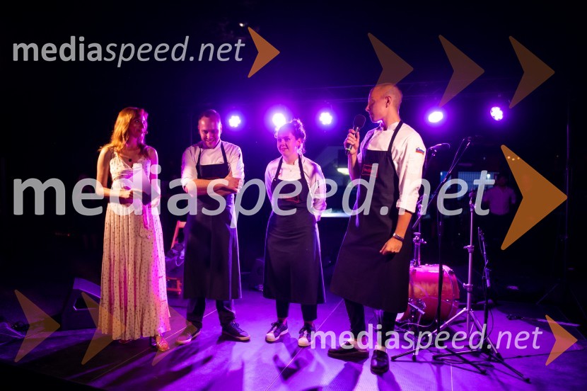  Mojca Mavec, voditeljica;  Sebastjan Plevčak, kuhar;  Nives Kovačič;  ... Žametna večerja tokrat prvič v Mariboru