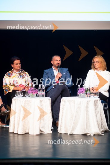 dr. Tanja Angleitner Sagadin, direktorica, VSGT Maribor;  Uroš Mlakar, podjetnik;  Livija Kovač Kostantinovič, vodja korporativnega PR STOMariborski turistični forum 2022