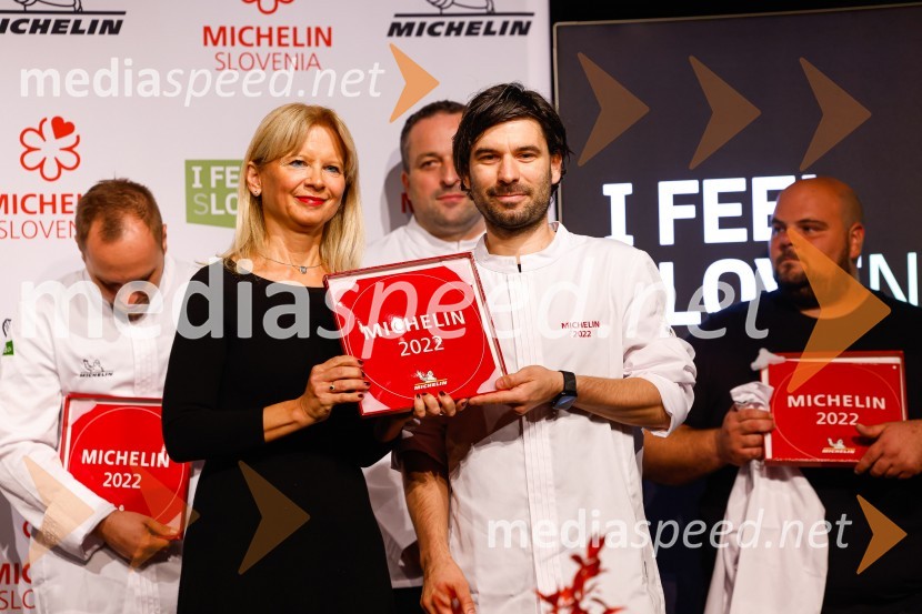 mag. Maja Pak Olaj, direktorica, Slovenska turistična organizacija;  Ivan Jeger, diplomant VSGT, kuhar, Dvor JezeršekPodelitev Michelinovih zvezdic v Sloveniji, 2022