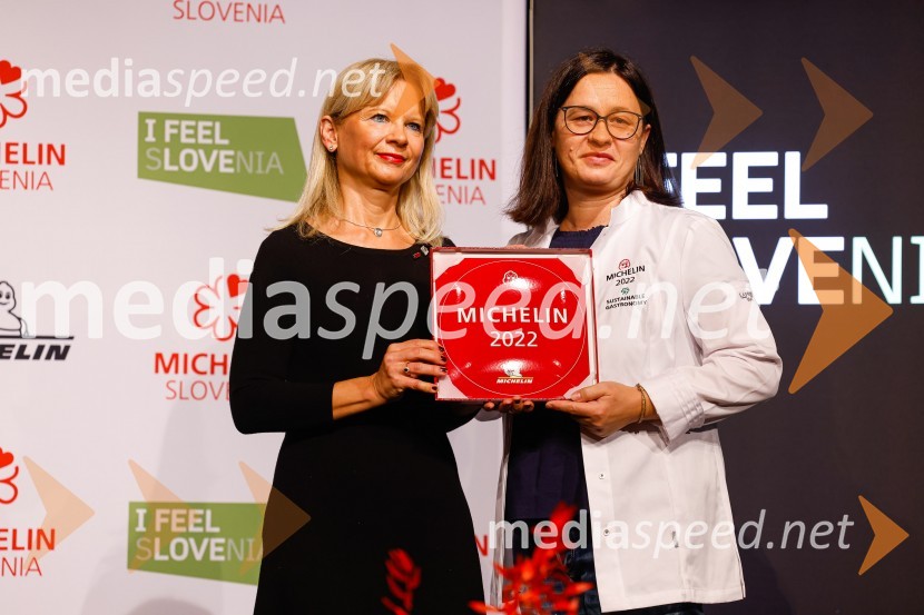 mag. Maja Pak Olaj, direktorica, Slovenska turistična organizacija;  Ksenija Krajšek Mahorčič, kuharska mojstrica, MahorčičPodelitev Michelinovih zvezdic v Sloveniji, 2022