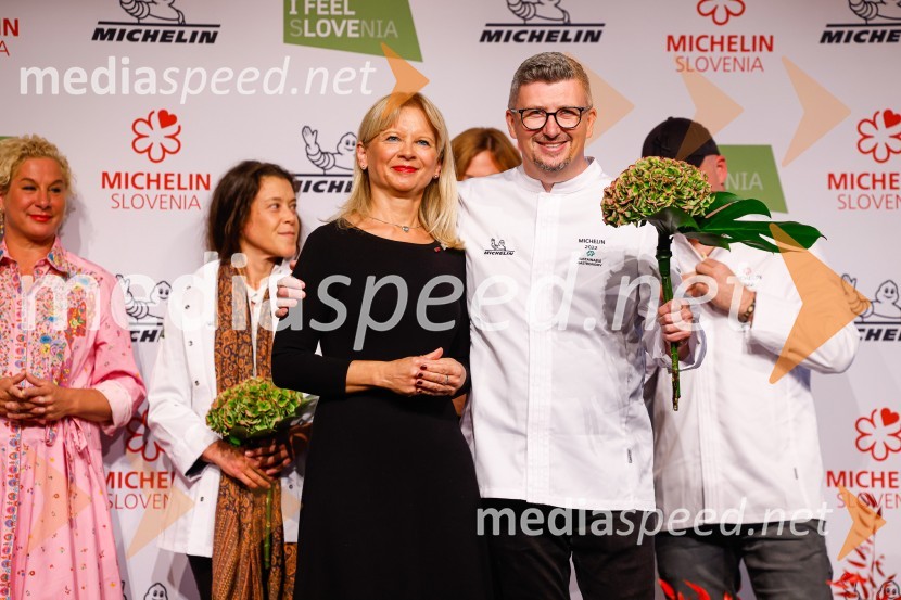 mag. Maja Pak Olaj, direktorica, Slovenska turistična organizacija;  Uroš Gorjanc, Gostilna KrištofPodelitev Michelinovih zvezdic v Sloveniji, 2022