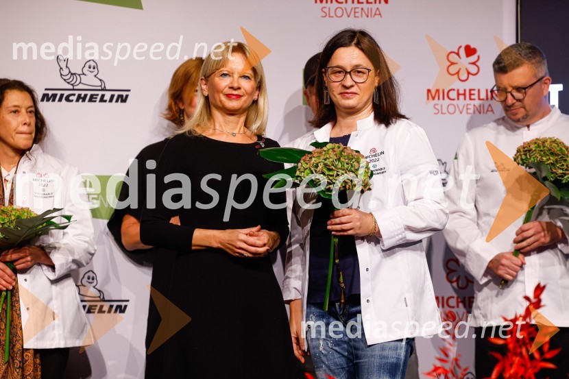 mag. Maja Pak Olaj, direktorica, Slovenska turistična organizacija;  Ksenija Krajšek Mahorčič, kuharska mojstrica, MahorčičPodelitev Michelinovih zvezdic v Sloveniji, 2022