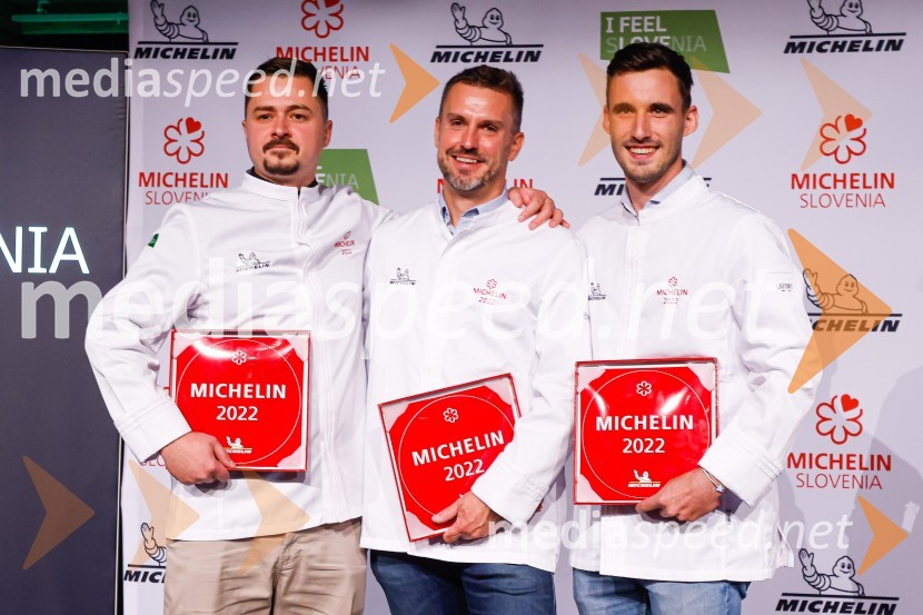 David Žefran, dobitnik Michelinove zvezdice;  Igor Jagodic, kuharski mojster, restavracija Strelec, dobitnik Michelinove zvezdice;  Filip Matjaž, kuhar, dobitnik Michelinove zvezdicePodelitev Michelinovih zvezdic v Sloveniji, 2022