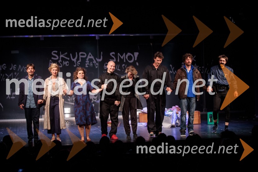  Aljoša Ternovšek, igralec;  Vesna Pernarčič, igralka;  Vesna Slapar, igralka;  ... ;  ... ;  ... ;  Miha Rodman, igralec;  Blaž Setnikar, igralecVse zastonj! Vse zastonj!, Prešernovo gledališče Kranj, premiera